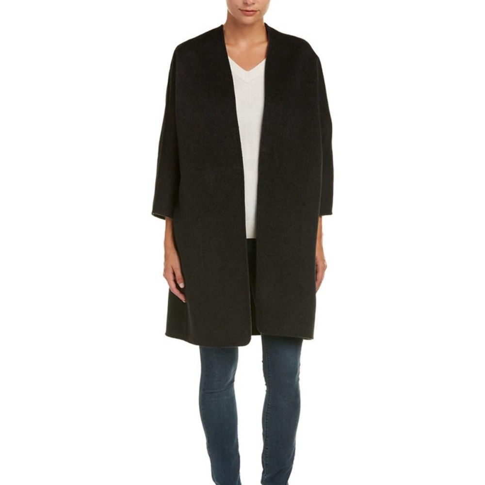 Vince collarless reversible wool cashmere coat